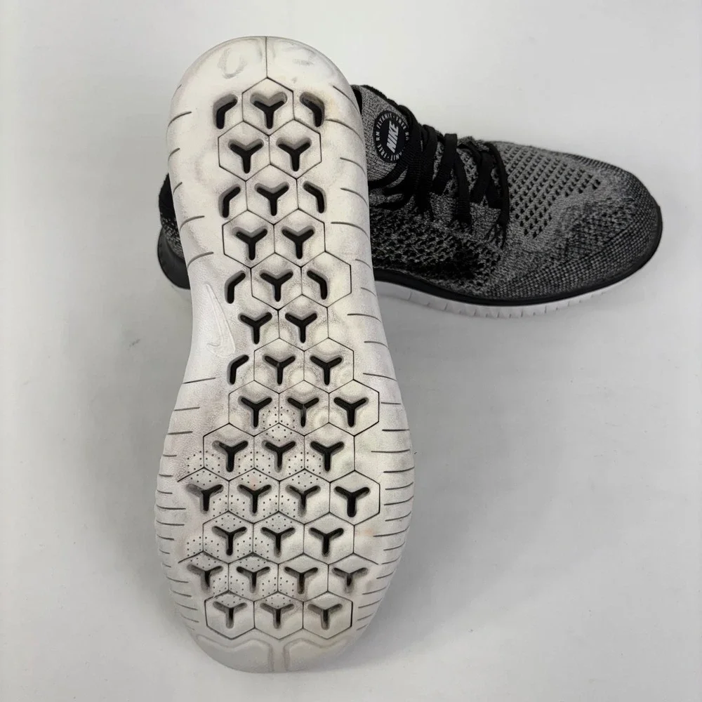Nike Free RN Flyknit 2018 Womens Running‎ Shoes Black White Oreo Size 8.5
